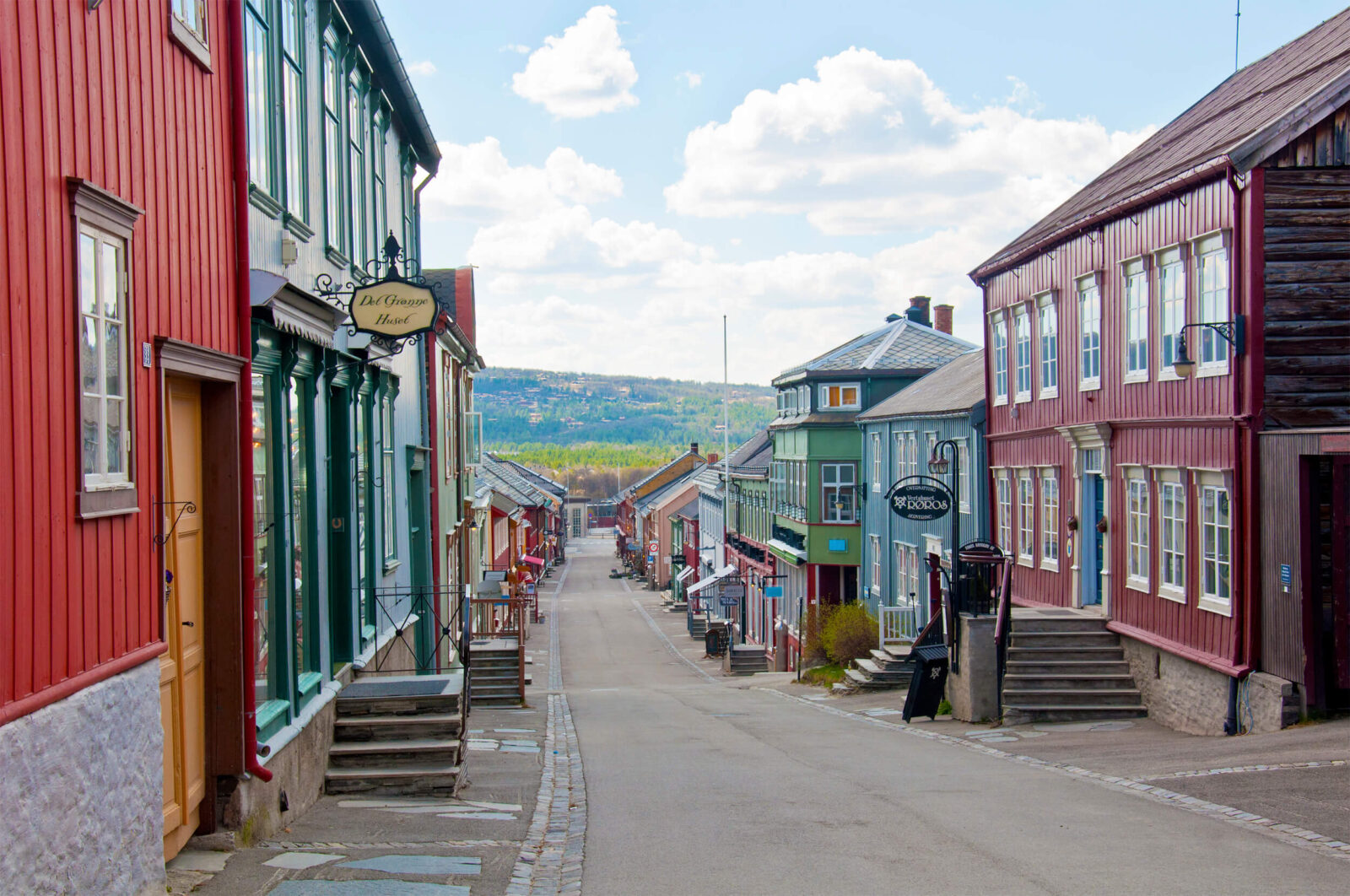 Wooden Houses in Roros, beautiful town in Norway