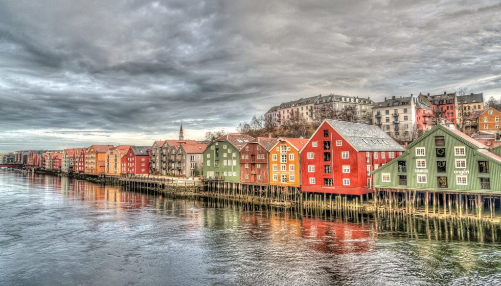 Trondheim wooden houses, most beautiful places in Norway