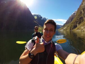 Cayaking in the largest fjord in the world, Norway road trip