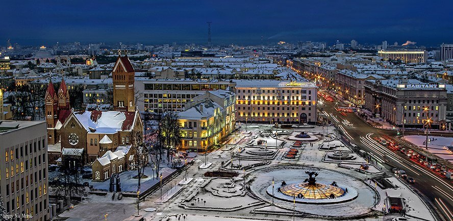 Plac Lenina w Mińsku zimą