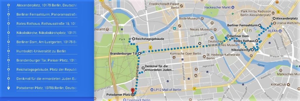 Mapa typowych atrakcji Berlina
