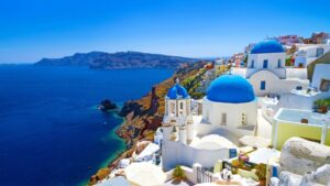 Aegean Sea, view of Santorini, Greece for water enthusiasts