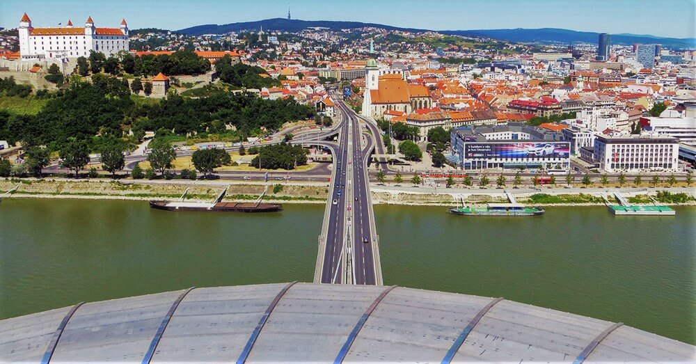 city panorama in Bratislava, Slovakia