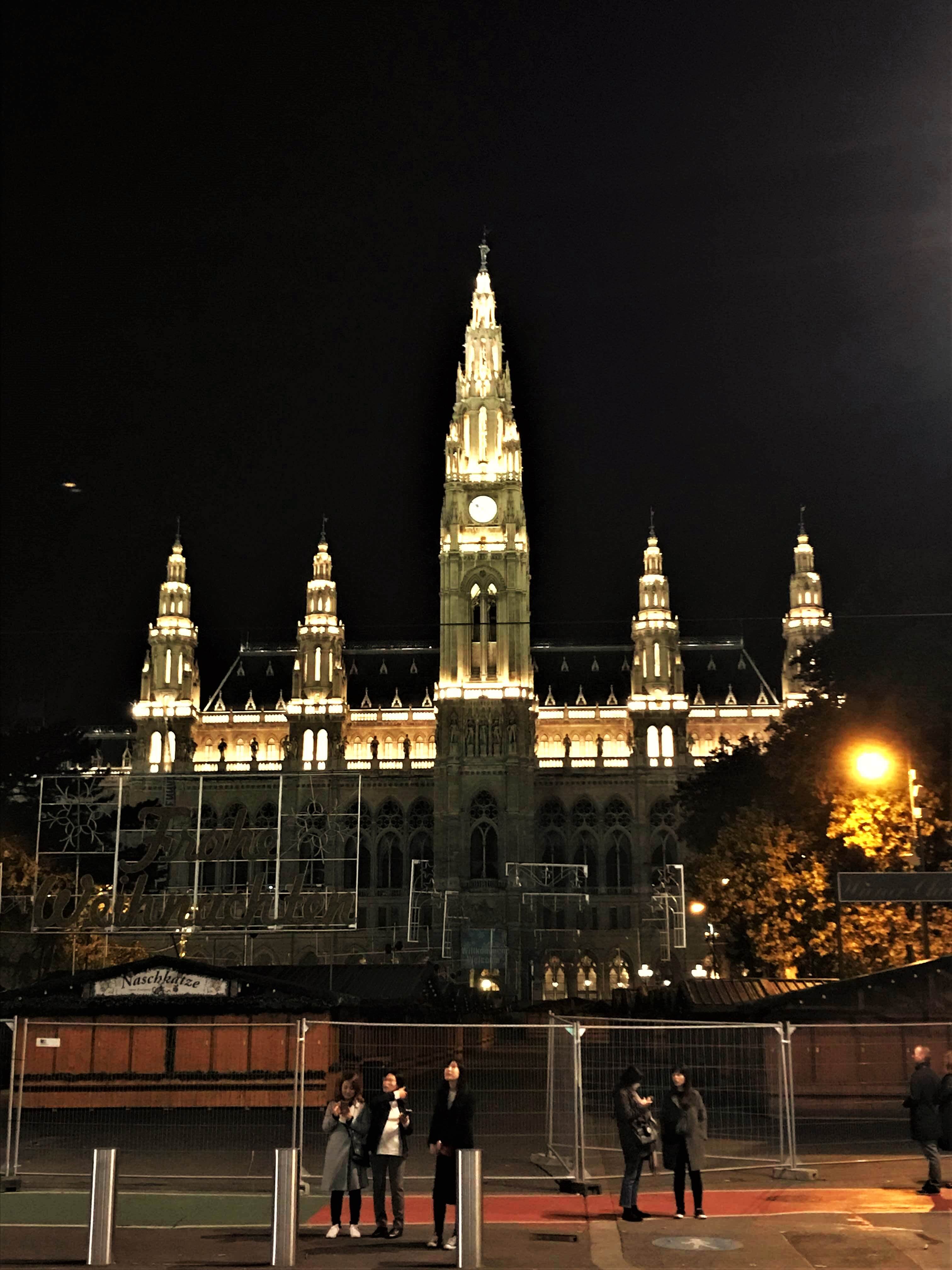 Vienna city hall at night