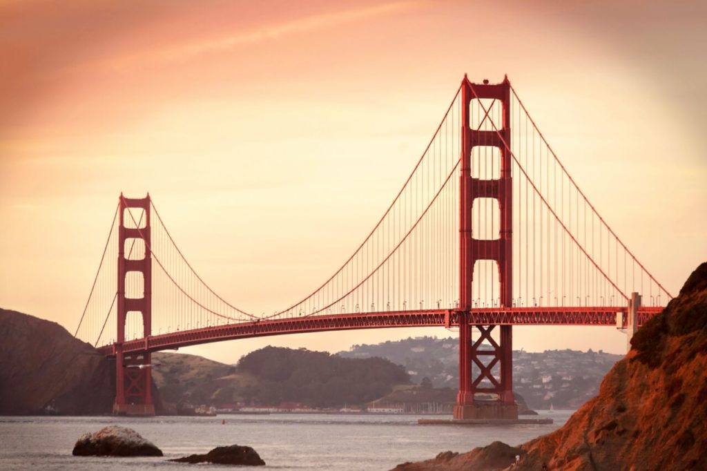 Golden Gate bridge in San Francisco on sunset, 3-day itinerary with things to do