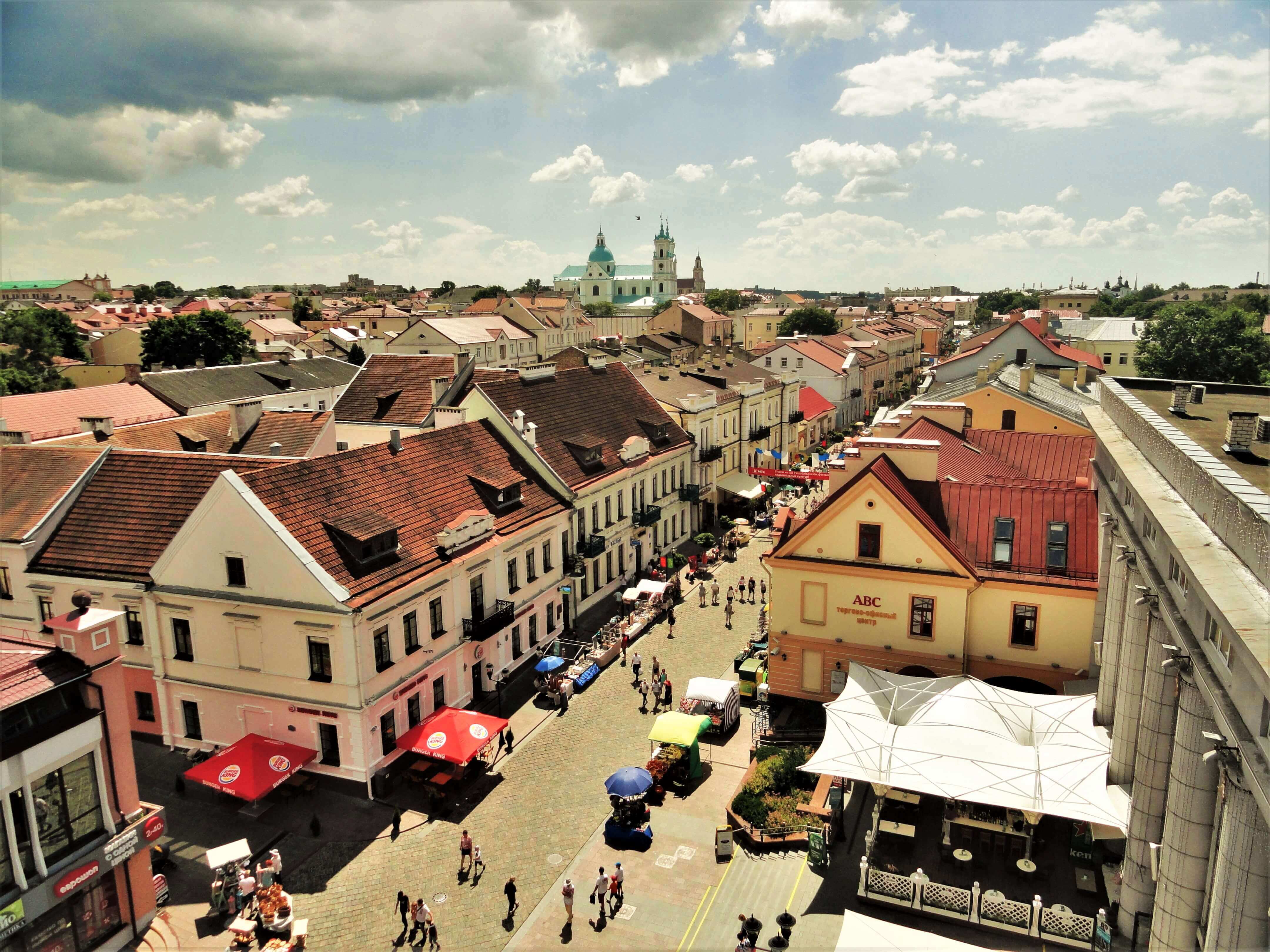 Grodno old town panorama, first time in Europe