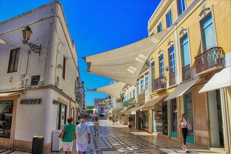 Faro city center shopping street, Portugal