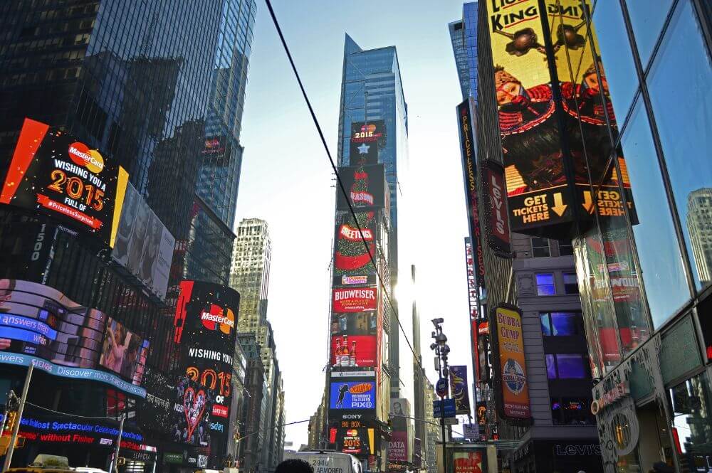 New York City broadway skyscrapers panorama for student weekend itinerary