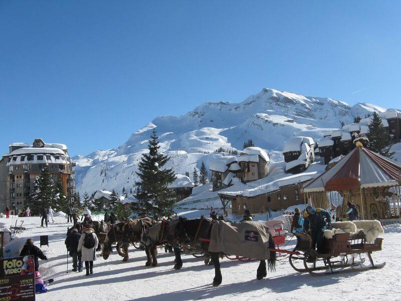 Avoriaz french snowboarding winter ski resort in the mountains