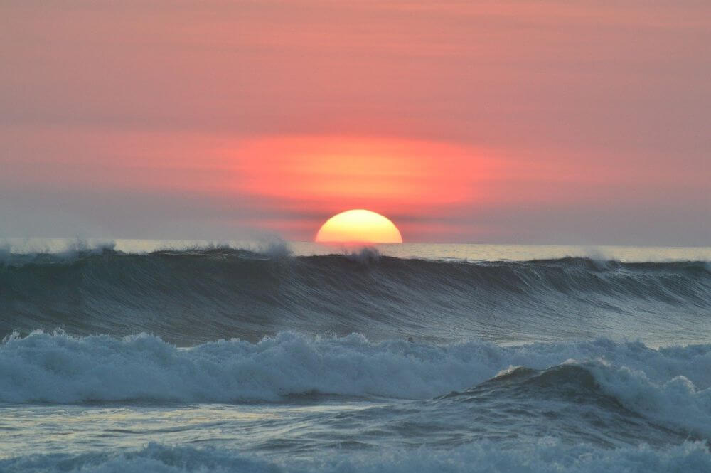 Costa Rica wave on sunset