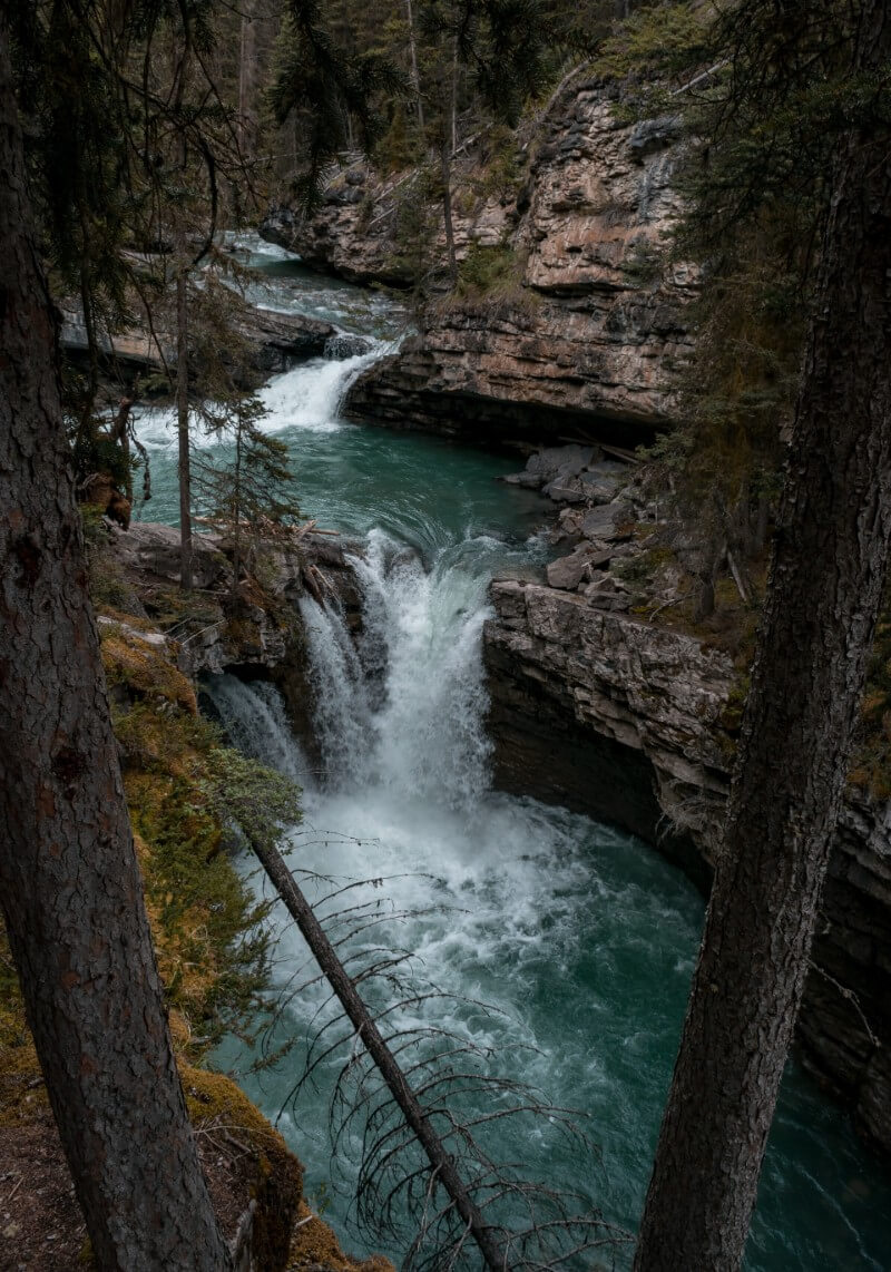 Johnston canyon waterfall in Canada