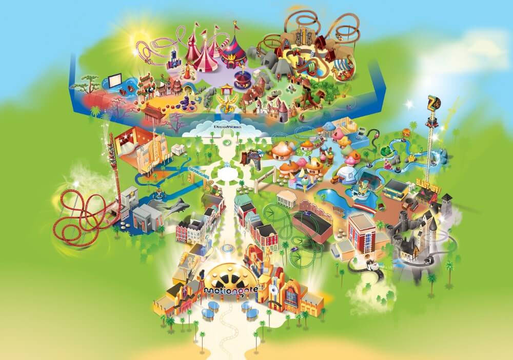Map of Motiongate Theme Park for children in Dubai