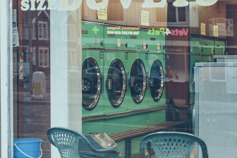 Handy fashionable colorful laundromat during trip